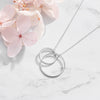 Sterling Silver Interlocking Double Circle Pendant Necklace For Women Geometric Minimalist Collarbone Chain Jewelry