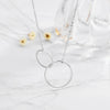 Sterling Silver Interlocking Double Circle Pendant Necklace For Women Geometric Minimalist Collarbone Chain Jewelry