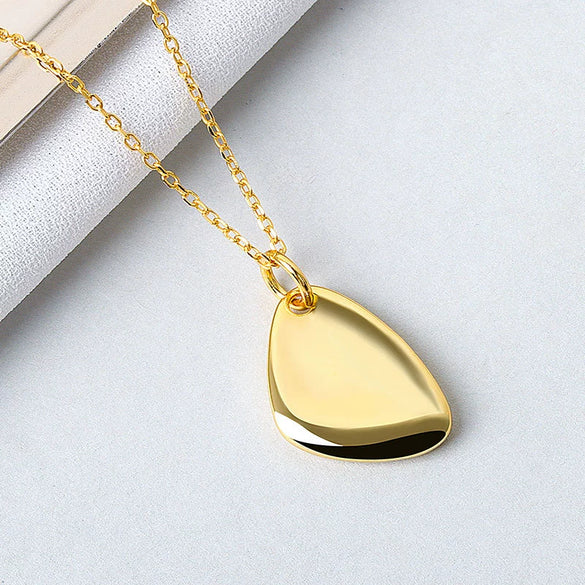 925 Sterling Silver Irregular Geometric Glazed Pendant Necklace Minimalist Electroplated Metallic Clavicle Chain