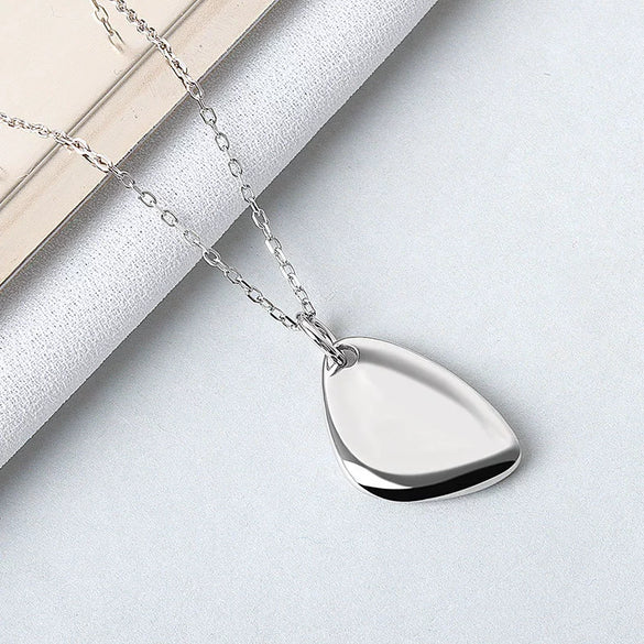 925 Sterling Silver Irregular Geometric Glazed Pendant Necklace Minimalist Electroplated Metallic Clavicle Chain