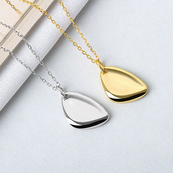 925 Sterling Silver Irregular Geometric Glazed Pendant Necklace Minimalist Electroplated Metallic Clavicle Chain