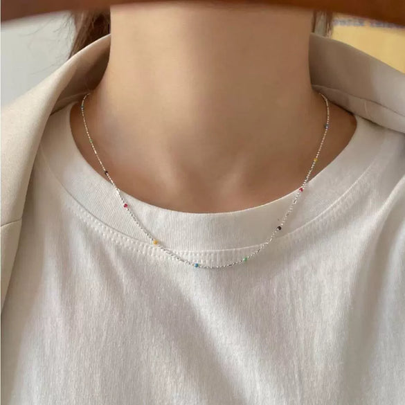 925 Sterling Silver Irregular Love Pearl Geometric Style Necklace