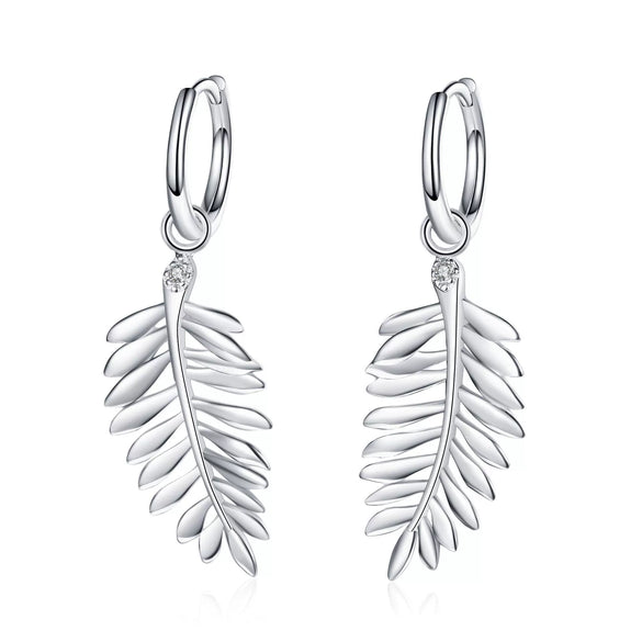925 Sterling Silver Leaf And Flower Earrings With Inlaid Moissanite National Style Jewelry
