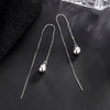 925 Sterling Silver Light Luxury Drop Shape Tassel Earrings Elegant Long Beaded Dangle Earrings For Women