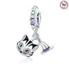 Sterling Silver 925 Magic Cat Pendant Epoxy Original Design Animal Charm For Diy Bracelet Necklace