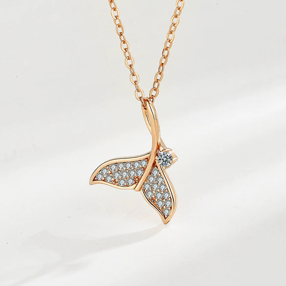 Sterling Silver Mermaid Tail Pendant Necklace Geometric Clavicle Chain Light Luxury Style For Women