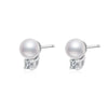 925 Sterling Silver Micropaved Moissanite And Natural Freshwater Pearl Earrings With Flower Pattern