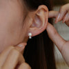 925 Sterling Silver Micropaved Moissanite And Natural Freshwater Pearl Earrings With Flower Pattern