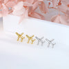Sterling Silver Micropaved Stone Airplane Style Earrings With Electroplating