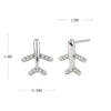 Sterling Silver Micropaved Stone Airplane Style Earrings With Electroplating