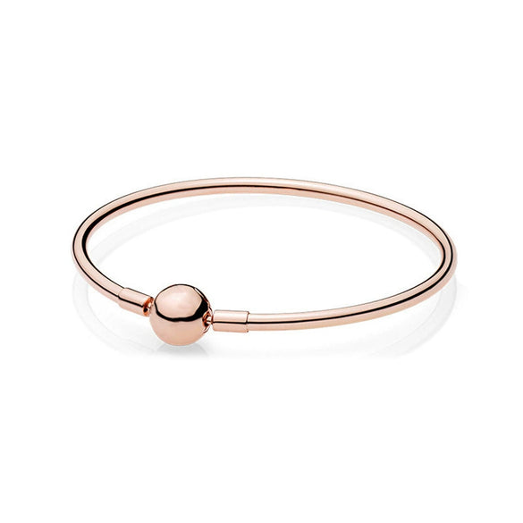 Sterling Silver Minimalist Geometric Bracelet With Round Clasp And Rose Gold Tone Finish For Unisex Jewelry Making