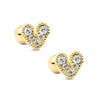 925 Sterling Silver Minimalist Geometric Heart Stud Earrings With Diamond Accent For Women Elegant Light Luxury All Match Jewelry