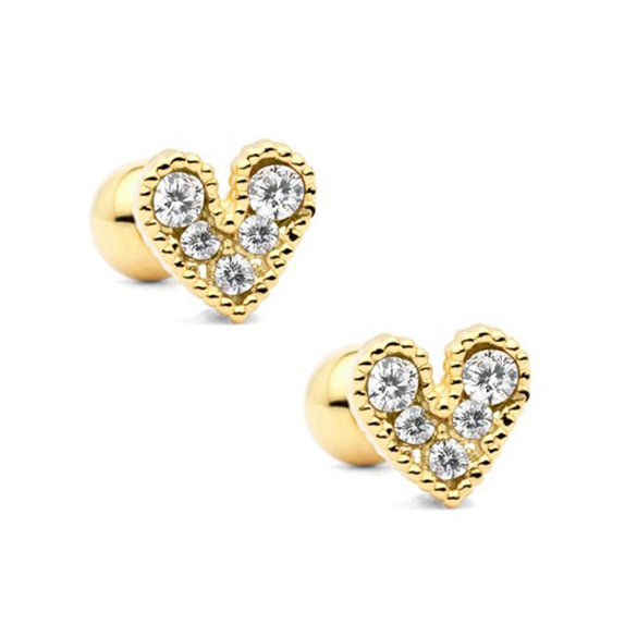 925 Sterling Silver Minimalist Geometric Heart Stud Earrings With Diamond Accent For Women Elegant Light Luxury All Match Jewelry
