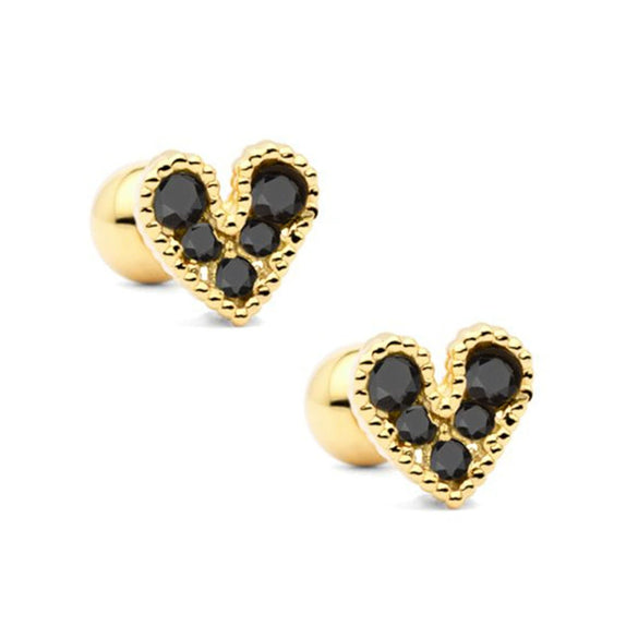 925 Sterling Silver Minimalist Geometric Heart Stud Earrings With Diamond Accent For Women Elegant Light Luxury All Match Jewelry