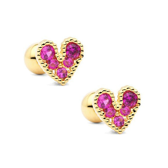 925 Sterling Silver Minimalist Geometric Heart Stud Earrings With Diamond Accent For Women Elegant Light Luxury All Match Jewelry