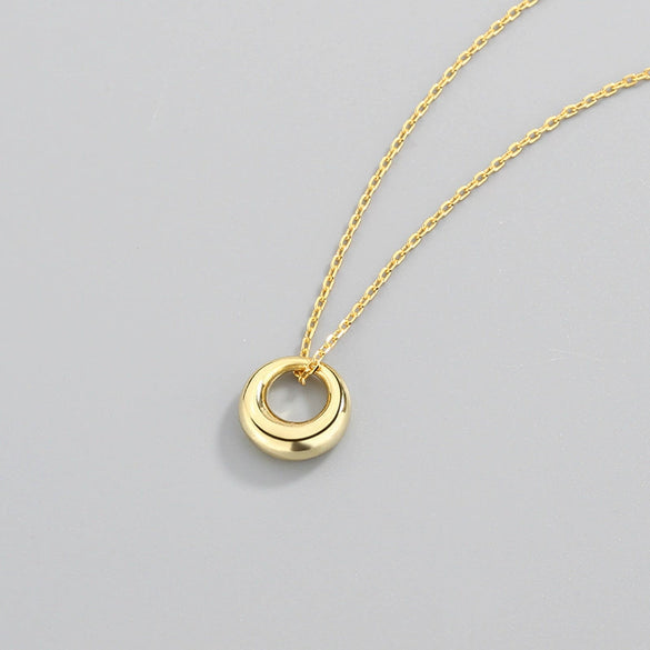 Sterling Silver Minimalist Geometric Pendant Clavicle Necklace For Women With Cross Chain Electroplated Finish