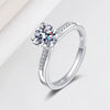 Sterling Silver Moissanite Open Ring For Women Geometric Four Prong Adjustable Wedding Birthday Gift Electroplated Fine Jewelry