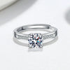 Sterling Silver Moissanite Open Ring For Women Geometric Four Prong Adjustable Wedding Birthday Gift Electroplated Fine Jewelry