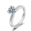 Sterling Silver Moissanite Open Ring For Women Geometric Four Prong Adjustable Wedding Birthday Gift Electroplated Fine Jewelry