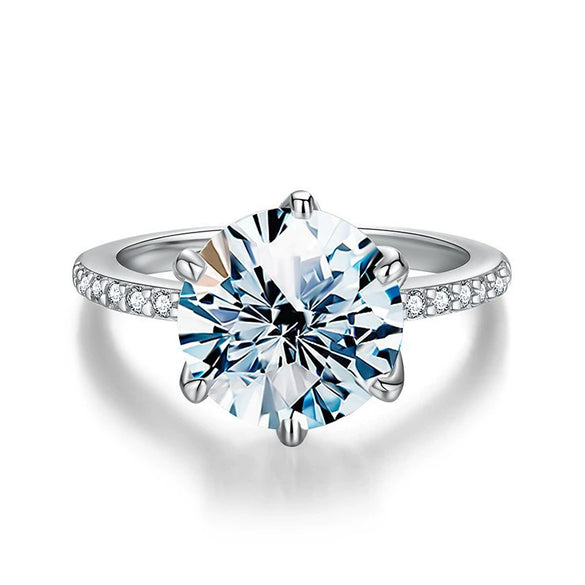 925 Sterling Silver Moissanite Pigeon Egg Ring With Classic Six Claw Design Electroplated For Women