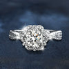 Sterling Silver Moissanite Ring With Rhombus Pattern And Diamond Treatment For Women