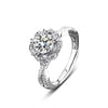 Sterling Silver Moissanite Ring With Rhombus Pattern And Diamond Treatment For Women