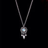Sterling Silver Moonstone Necklace With Geometric Drop Pendant And Dreamcatcher Inspired Design For Women