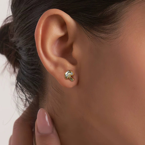 925 Sterling Silver Mushroom Women's Vintage Distinctive Simple Elegant Fashion Earrings With Electroplating