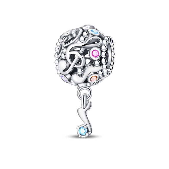 Sterling Silver Music Series Guitar Harp Bag Charm Beads Diy Jewelry Bracelet Accessories Dripping Oil Style