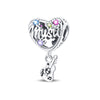 Sterling Silver Music Series Guitar Harp Bag Charm Beads Diy Jewelry Bracelet Accessories Dripping Oil Style