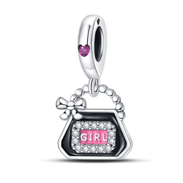 Sterling Silver Music Series Guitar Harp Bag Charm Beads Diy Jewelry Bracelet Accessories Dripping Oil Style