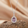 Sterling Silver Natural Color Amethyst Geometric Pendant Collarbone Necklace With Gemstones