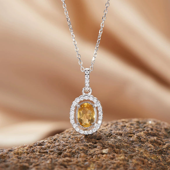 Sterling Silver Natural Color Amethyst Geometric Pendant Collarbone Necklace With Gemstones