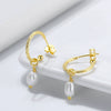 925 Sterling Silver Natural Freshwater Pearl Baroque Pipa Beads Retro Women's Earrings