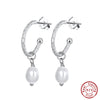 925 Sterling Silver Natural Freshwater Pearl Baroque Pipa Beads Retro Women's Earrings