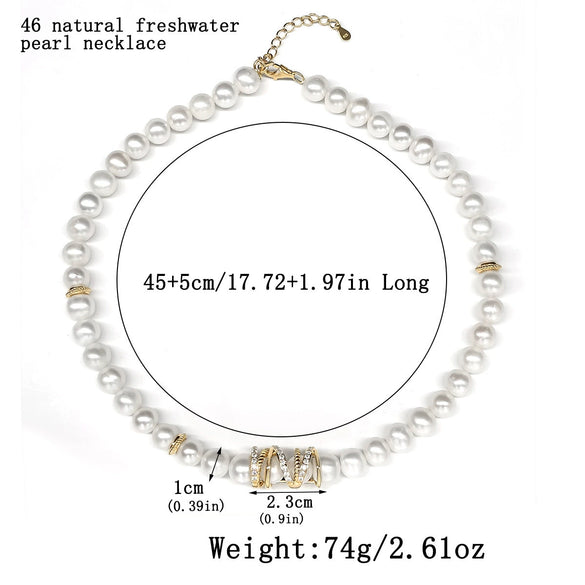 Sterling Silver Natural Freshwater Pearl Geometric Clavicle Necklace With Electroplating