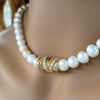 Sterling Silver Natural Freshwater Pearl Geometric Clavicle Necklace With Electroplating