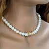 Sterling Silver Natural Freshwater Pearl Geometric Clavicle Necklace With Electroplating