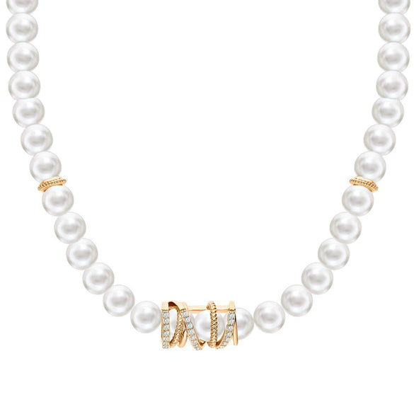 Sterling Silver Natural Freshwater Pearl Geometric Clavicle Necklace With Electroplating