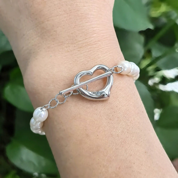 Sterling Silver Natural Freshwater Pearl Rice Bead Clavicle Chain With Geometric Design And Electroplating