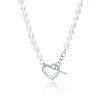 Sterling Silver Natural Freshwater Pearl Rice Bead Clavicle Chain With Geometric Design And Electroplating