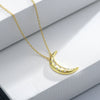 Sterling Silver Necklace With Diamond And Moon Geometric Design For Women