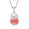 Sterling Silver Necklace With Tanzanite Gourd Pendant And Chopin Chain For Women Diamond Design Plant Flowers Style