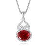 Sterling Silver Necklace With Tanzanite Gourd Pendant And Chopin Chain For Women Diamond Design Plant Flowers Style