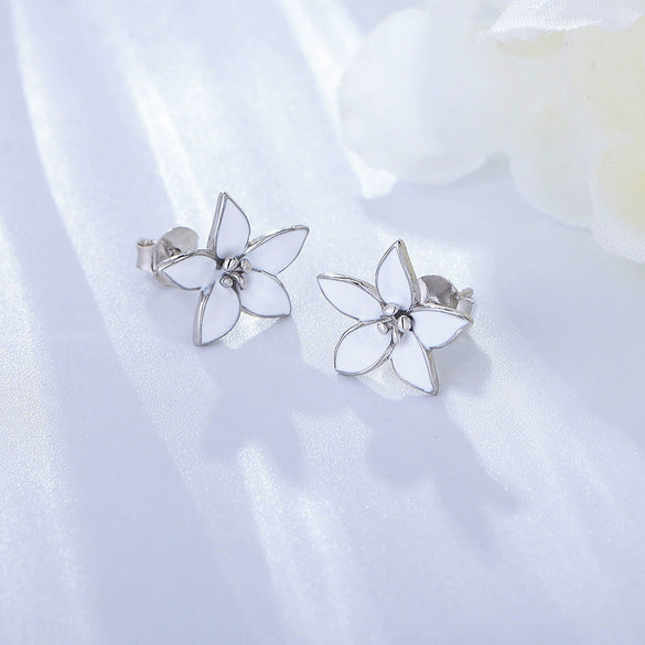 Sterling Silver Oil Drop Flower Earrings For Women
