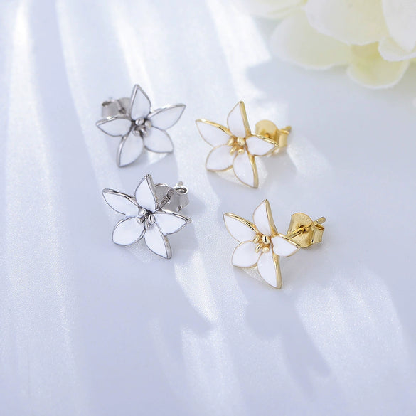Sterling Silver Oil Drop Flower Earrings For Women