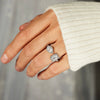 Sterling Silver Open Pearshaped And Rectangular Geometric Promise Ring For Women With Electroplating