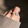 Sterling Silver Open Pearshaped And Rectangular Geometric Promise Ring For Women With Electroplating