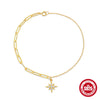 925 Sterling Silver Paper Clip Chain Star Diamond Pendant All Match Fashion Bracelet With Geometric Design And Real Gold Plated Electroplating For Women