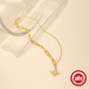 925 Sterling Silver Paper Clip Chain Star Diamond Pendant All Match Fashion Bracelet With Geometric Design And Real Gold Plated Electroplating For Women